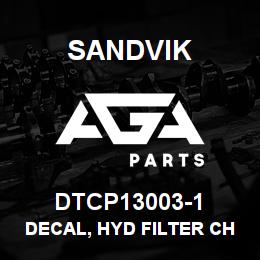 DTCP13003-1 Sandvik DECAL, HYD FILTER CHANGE, RUSSIAN | AGA Parts