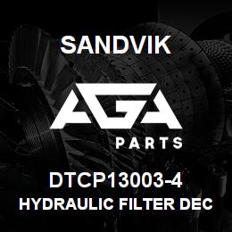 DTCP13003-4 Sandvik HYDRAULIC FILTER DECAL, PORTUGUESE | AGA Parts
