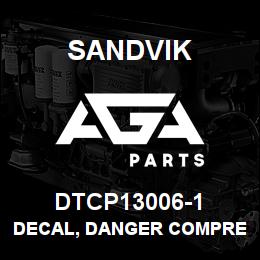 DTCP13006-1 Sandvik DECAL, DANGER COMPRESSED AIR, RUSS | AGA Parts