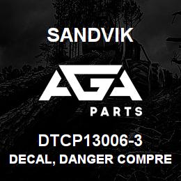 DTCP13006-3 Sandvik DECAL, DANGER COMPRESSED AIR, FREN | AGA Parts