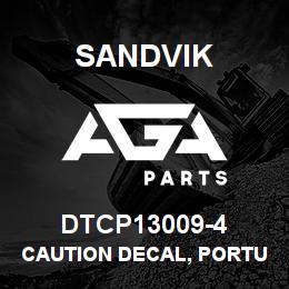 DTCP13009-4 Sandvik CAUTION DECAL, PORTUGUESE | AGA Parts
