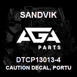DTCP13013-4 Sandvik CAUTION DECAL, PORTUGUESE | AGA Parts