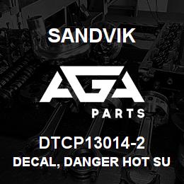 DTCP13014-2 Sandvik DECAL, DANGER HOT SURFACE, SPANISH | AGA Parts