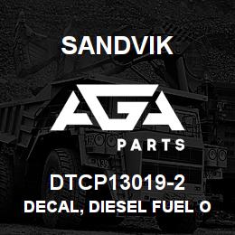 DTCP13019-2 Sandvik DECAL, DIESEL FUEL ONLY, SPANISH | AGA Parts
