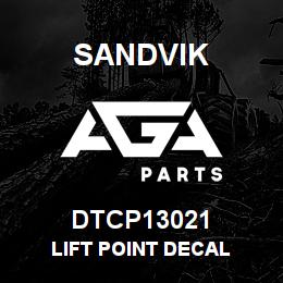 DTCP13021 Sandvik LIFT POINT DECAL | AGA Parts