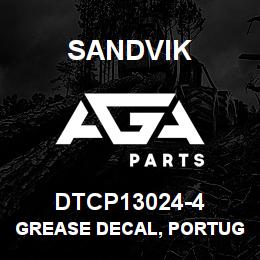 DTCP13024-4 Sandvik GREASE DECAL, PORTUGUESE | AGA Parts