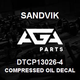 DTCP13026-4 Sandvik COMPRESSED OIL DECAL, PORTUGUESE | AGA Parts