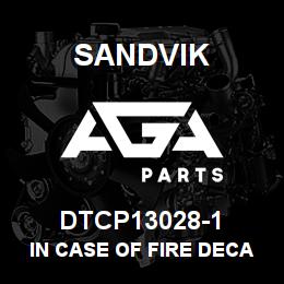DTCP13028-1 Sandvik IN CASE OF FIRE DECAL, RUSSIAN | AGA Parts