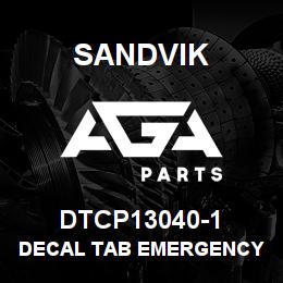 DTCP13040-1 Sandvik DECAL TAB EMERGENCY EXIT, RUSSIAN | AGA Parts