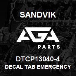 DTCP13040-4 Sandvik DECAL TAB EMERGENCY EXIT PORTUGUES | AGA Parts