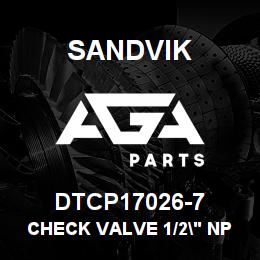 DTCP17026-7 Sandvik CHECK VALVE 1/2" NPT | AGA Parts