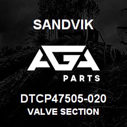 DTCP47505-020 Sandvik VALVE SECTION | AGA Parts