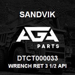 DTCT000033 Sandvik WRENCH RET 3 1/2 API REG SS 5" PIP | AGA Parts