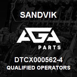 DTCX000562-4 Sandvik QUALIFIED OPERATORS DECAL, PORTUGU | AGA Parts