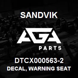 DTCX000563-2 Sandvik DECAL, WARNING SEAT BELT, SPANISH | AGA Parts