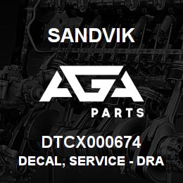 DTCX000674 Sandvik DECAL, SERVICE - DRAIN DAILY | AGA Parts
