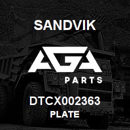 DTCX002363 Sandvik PLATE | AGA Parts