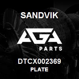 DTCX002369 Sandvik PLATE | AGA Parts