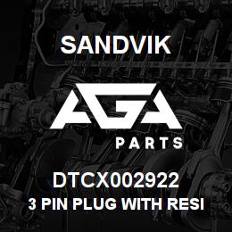 DTCX002922 Sandvik 3 PIN PLUG WITH RESISTOR | AGA Parts