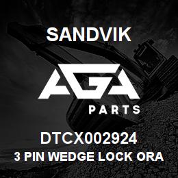 DTCX002924 Sandvik 3 PIN WEDGE LOCK ORANGE | AGA Parts