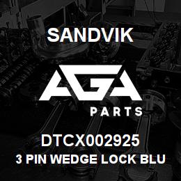 DTCX002925 Sandvik 3 PIN WEDGE LOCK BLUE | AGA Parts
