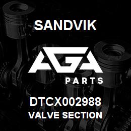 DTCX002988 Sandvik VALVE SECTION | AGA Parts