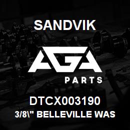 DTCX003190 Sandvik 3/8" BELLEVILLE WASHER, 3200 LBF S | AGA Parts