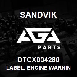 DTCX004280 Sandvik LABEL, ENGINE WARNING LIGHT | AGA Parts