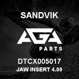 DTCX005017 Sandvik JAW INSERT 4.00 | AGA Parts