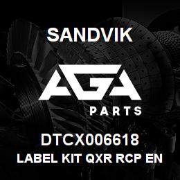 DTCX006618 Sandvik LABEL KIT QXR RCP ENGLISH | AGA Parts