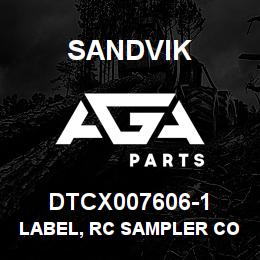 DTCX007606-1 Sandvik LABEL, RC SAMPLER CONTROLS, SPANIS | AGA Parts
