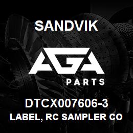 DTCX007606-3 Sandvik LABEL, RC SAMPLER CONTROLS,PORTUGU | AGA Parts