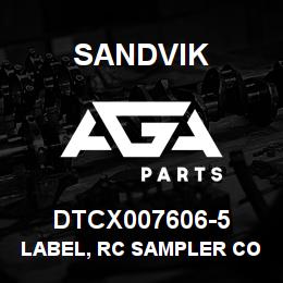 DTCX007606-5 Sandvik LABEL, RC SAMPLER CONTROLS, RUSSIA | AGA Parts
