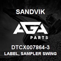 DTCX007864-3 Sandvik LABEL, SAMPLER SWING PORTUGUESE | AGA Parts