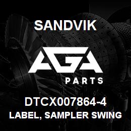 DTCX007864-4 Sandvik LABEL, SAMPLER SWING, ANODIZED | AGA Parts