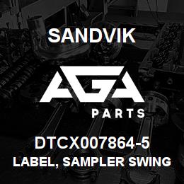 DTCX007864-5 Sandvik LABEL, SAMPLER SWING RUSSIAN | AGA Parts