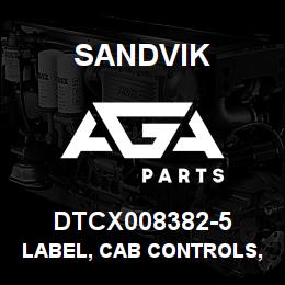 DTCX008382-5 Sandvik LABEL, CAB CONTROLS, RUSSIAN | AGA Parts