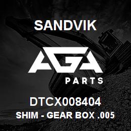 DTCX008404 Sandvik SHIM - GEAR BOX .005 THICK | AGA Parts