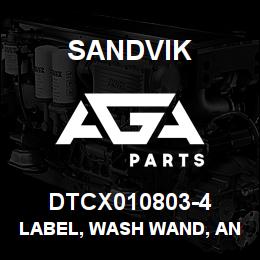 DTCX010803-4 Sandvik LABEL, WASH WAND, ANODIZED | AGA Parts