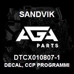 DTCX010807-1 Sandvik DECAL, CCP PROGRAMMING/DIA., RUSSI | AGA Parts