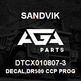 DTCX010807-3 Sandvik DECAL,DR500 CCP PROGRAM/DIAG, FREN | AGA Parts