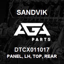 DTCX011017 Sandvik PANEL, LH, TOP, REAR MESABI, CANOPY | AGA Parts