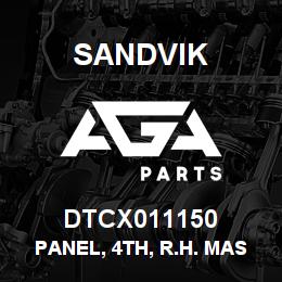 DTCX011150 Sandvik PANEL, 4TH, R.H. MAST SLOPE, CANOPY | AGA Parts