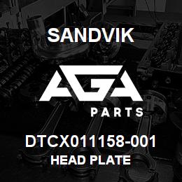 DTCX011158-001 Sandvik HEAD PLATE | AGA Parts