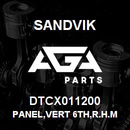 DTCX011200 Sandvik PANEL,VERT 6TH,R.H.MAST SLOPE,CANOPY | AGA Parts