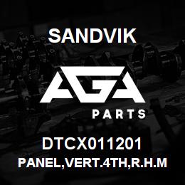 DTCX011201 Sandvik PANEL,VERT.4TH,R.H.MAST SLOPE,CANOPY | AGA Parts