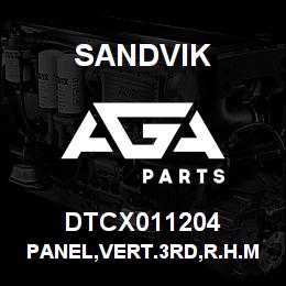 DTCX011204 Sandvik PANEL,VERT.3RD,R.H.MAST SLOPE,CANOPY | AGA Parts