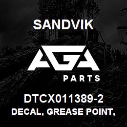 DTCX011389-2 Sandvik DECAL, GREASE POINT, SPANISH | AGA Parts