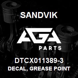 DTCX011389-3 Sandvik DECAL, GREASE POINT FRENCH | AGA Parts