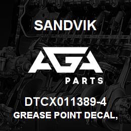 DTCX011389-4 Sandvik GREASE POINT DECAL, PORTUGUESE | AGA Parts